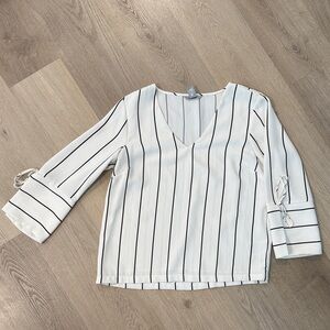 H&M White and Black Striped Blouse